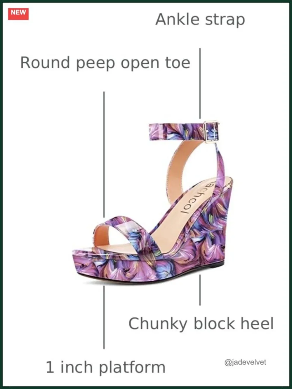 Women's Platform Wedge Sandals Peep Toe Ankle Strap Slingback Chunky High Heel